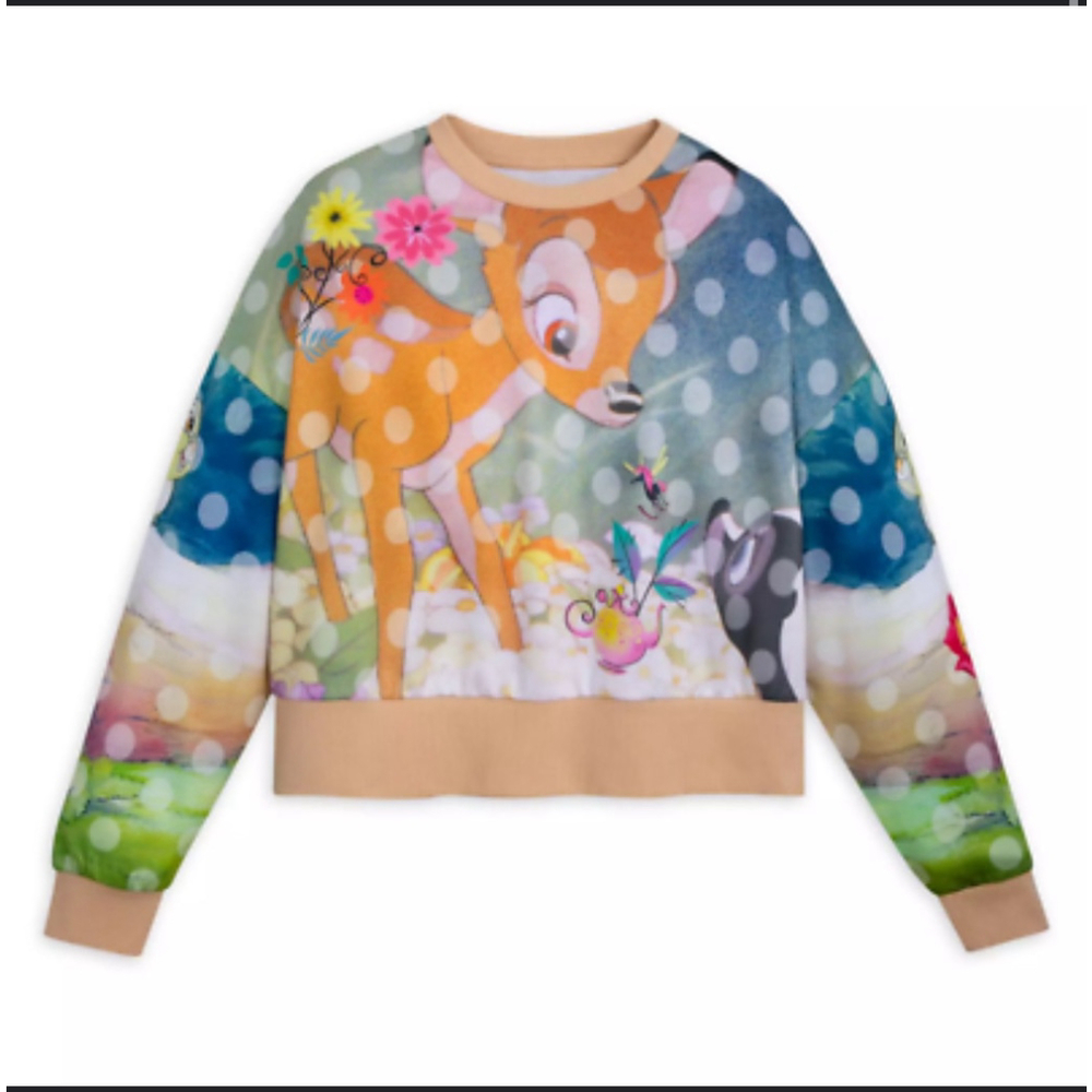 Disney Parks Bambi All Over Graphic Fleece Pullover Women’s Size M